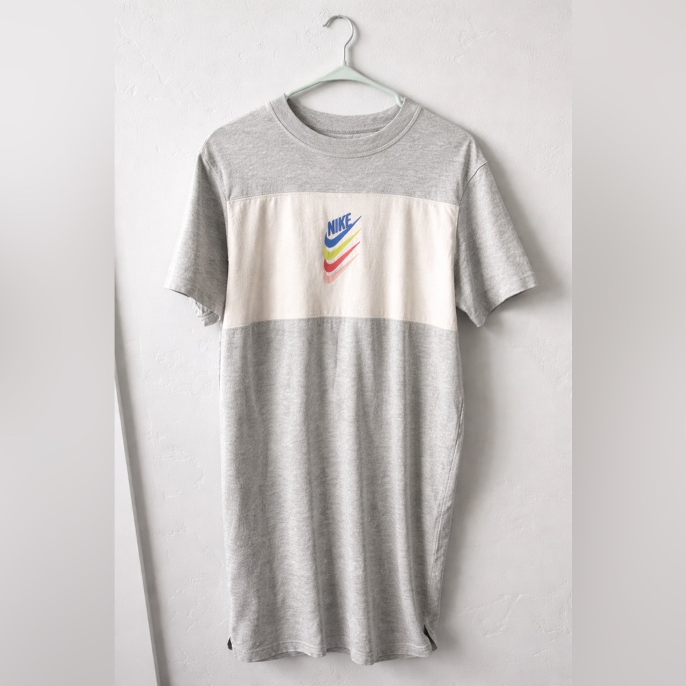 Nike Gray and White T-Shirt Dress
